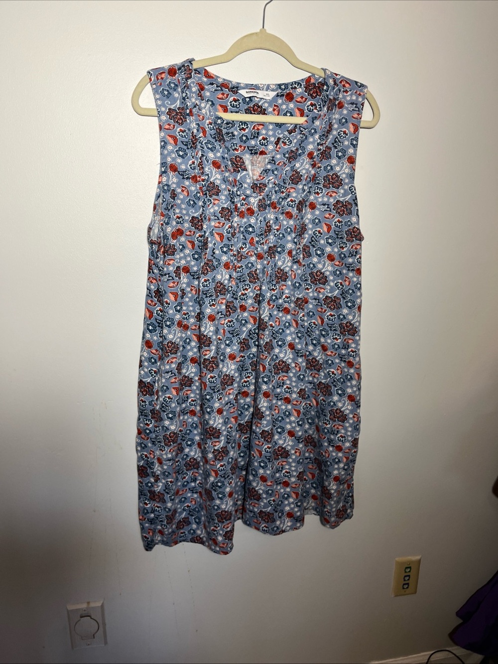 Sonoma Floral Mini Dress in Blue and Red